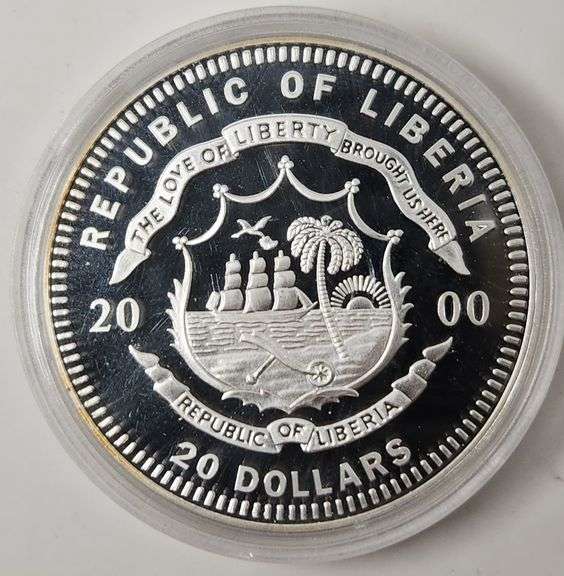 (2) 2000-2001 Republic of Liberia $20 Coins
