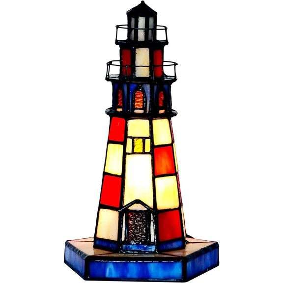 Lighthouse Tiffany-Style Stained Glass Lamp