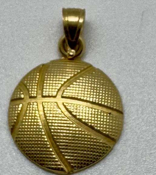 10K Yellow Basket Ball Pendant