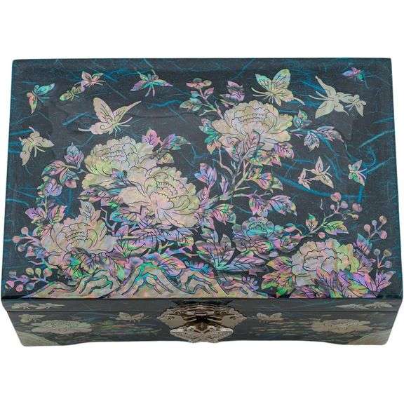 Mother of Pearl Jewelry Box with Mirrored Lid