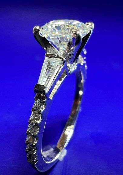 Stunning 14 Kt White Gold Plate 2.25 Ct VVs1 White E-F Fire Moissanite Ring