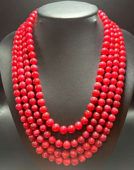 Beautiful 1105.5 Cttw 4 Strand Natural Ruby Necklace