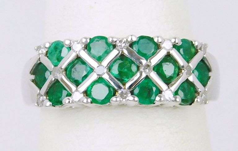 10K Emeralds & Diamonds Ring, Size 6