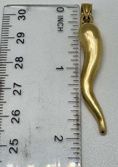 10K Yellow Gold Italian Horn Pendant