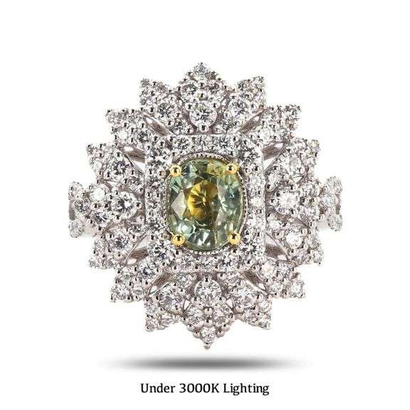 PLATINUM ALEXANDRITE AND DIAMOND RING 2.56 C.T.W.