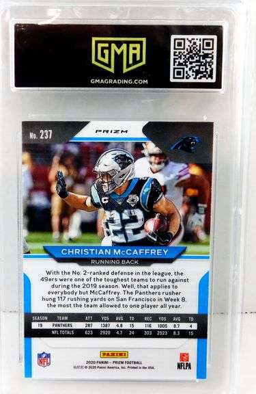 Christian McCaffrey 2020 Panini Prizm Football Card, 10 Gem-MT