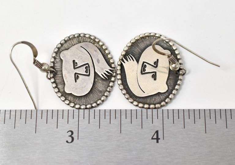 Circular Bear Earrings in Sterling Silver 8.4grams