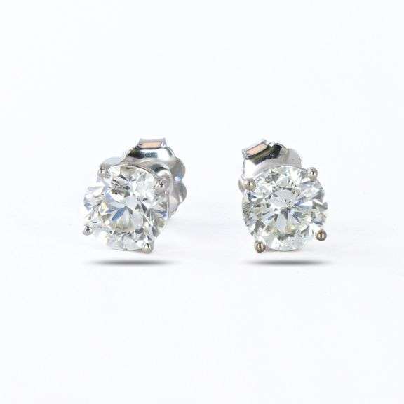 14K WHITE GOLD GH COLOR SI TO DIAMOND STUD EARRINGS 2.02 C.T.W.