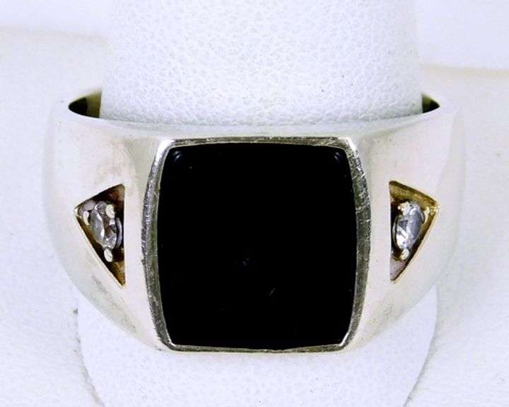 Men's Sterling & Onyx Ring, Size 13