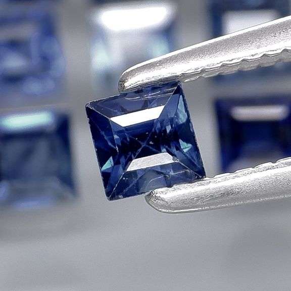 Rich blue 2.37ct princess cut Sapphire set