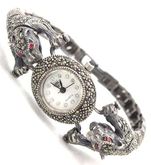 925 Sterling silver marcasite watch