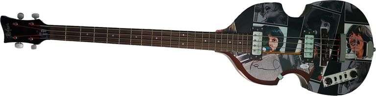 Beatles Paul McCartney Signed LeftHanded Custom Graphics Hofner Bass Guitar ACOA
