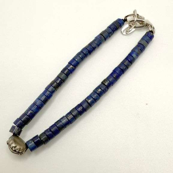 Hand made European gem stone silver braclet. Size 7"