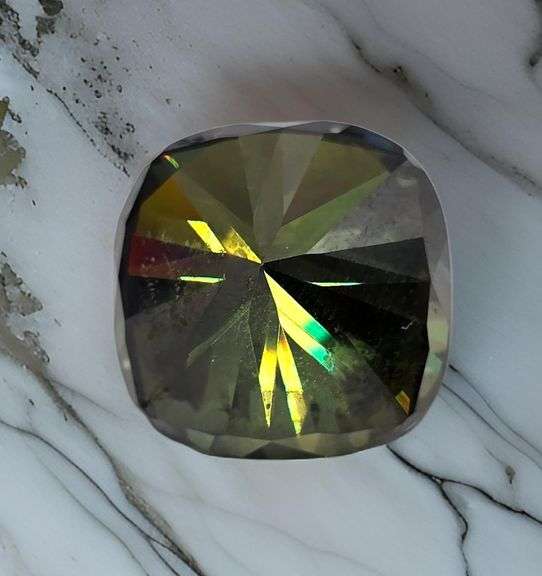 Beautiful Large 8 Ct. Rare Forrest Green Cushion Cut Fire Moissanite