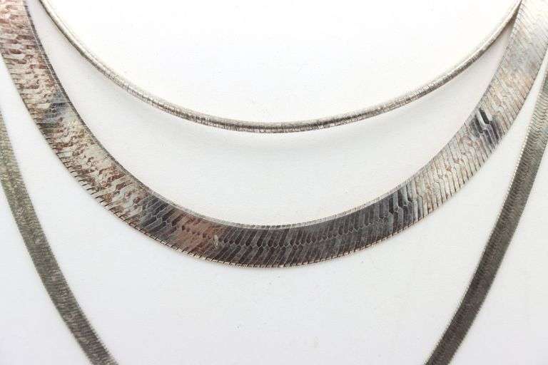 Group lot of 3 Vintage 925 sterling silver necklaces