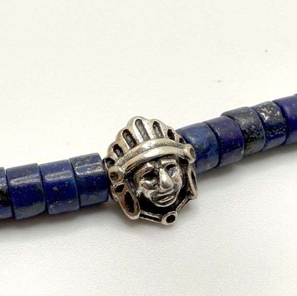 Hand made European gem stone silver braclet. Size 7"