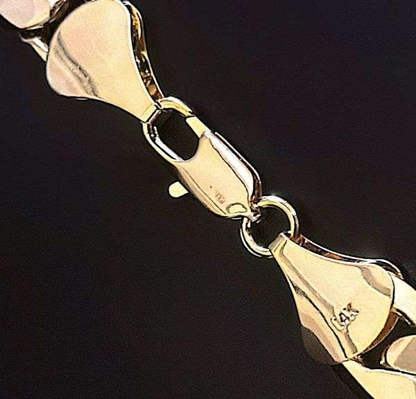 Huge 47 Gram 14 Kt Gold Plated Cuban Link Bracelet