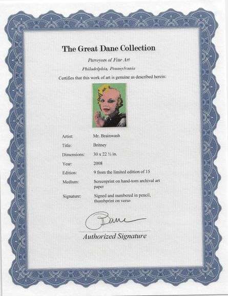 Highly Collectible Mr. Brainwash Britney Screenprint Signed With Thumbprint