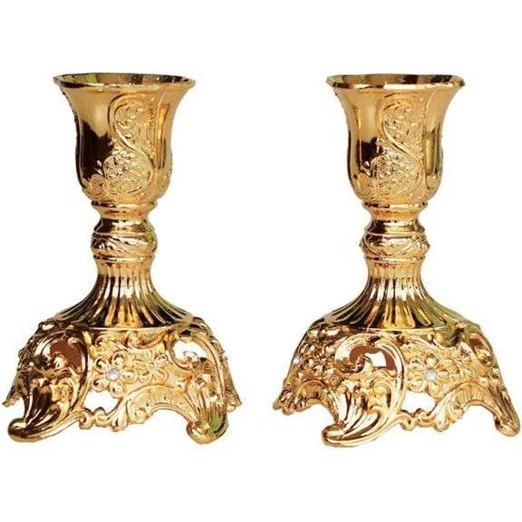 Set of 2 Engraved Taper Candle Holders
