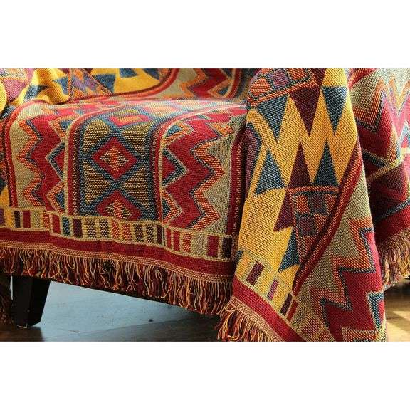 Ethnic Bohemian Cotton Woven Blanket Throw Reversible