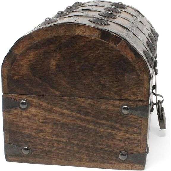 Seafarer's Wooden Treasure Chest with Lock and Key
