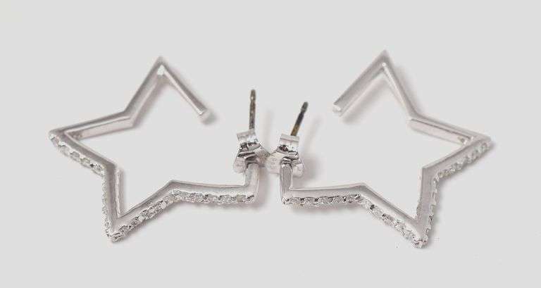 Star Shaped Hoop Earrings in Sterling Silver 3.3grams