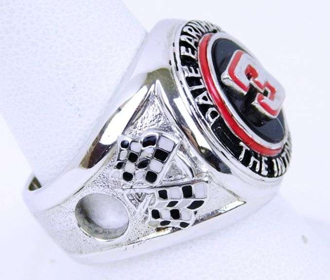 Vintage Sterling Silver Dale Earnhardt Nascar Ring, 8.5