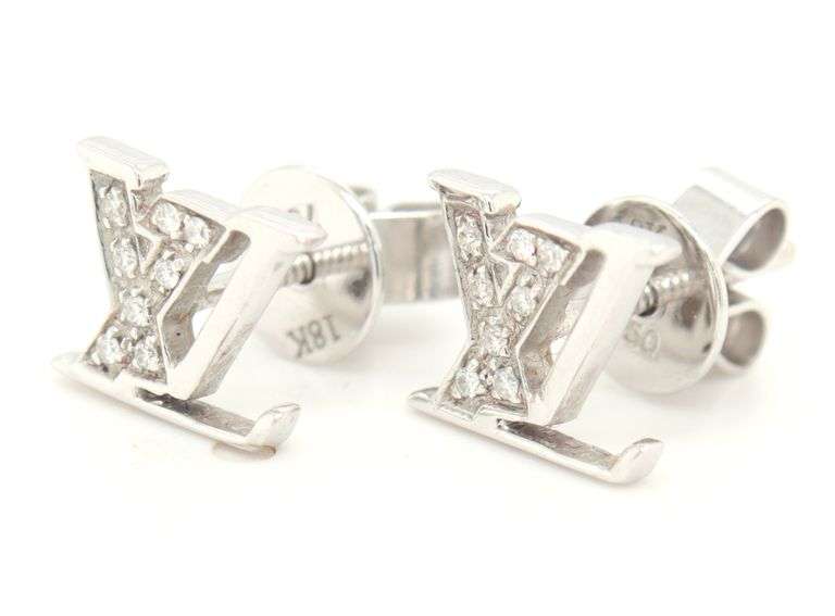 Stylish 18K WG Louis Vuitton Diamond Studs