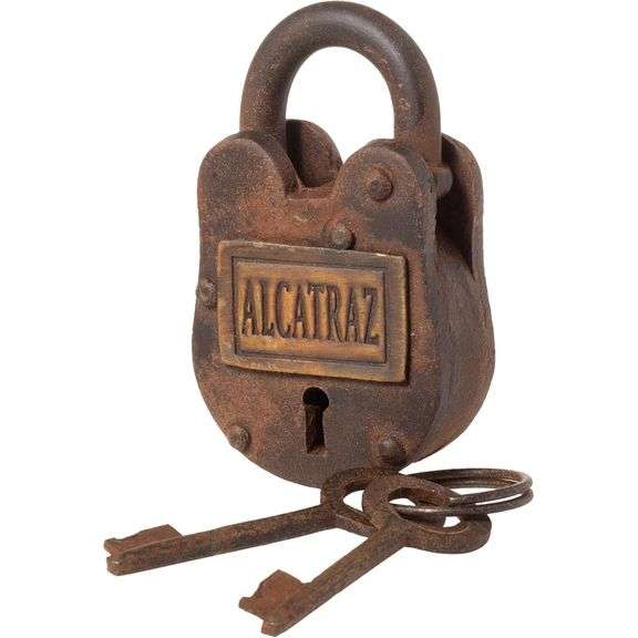 Antique Alcatraz Cast Iron Padlock with Keys
