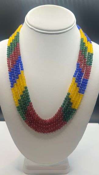 Beautiful 336.5 Ctw Natural Sapphire Ruby Emerald Blue Sapphire Necklace