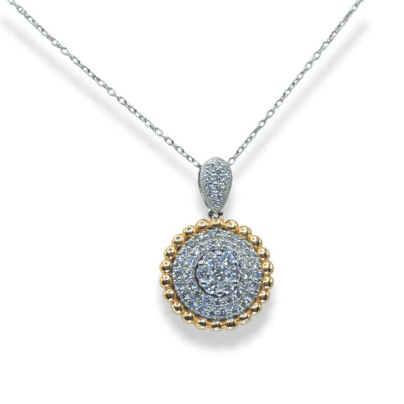 Two Tone Natural Diamond Necklace in 18K (750) White & Rose Gold