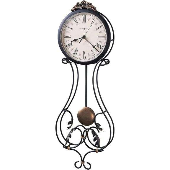 Charcoal Gray with Antique Gold Pendulum Wall Clock