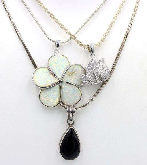 Group lot of 3 Vintage 925 sterling silver necklaces