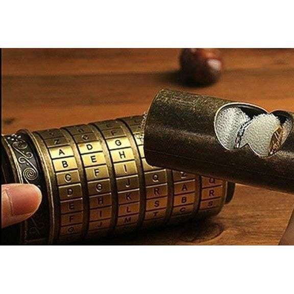 Da Vinci Code Mini Cryptex Lock Box with Hidden Compartment