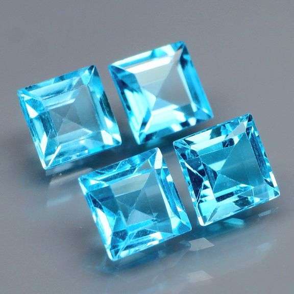 Matched! 4 piece 5.79ct full fire Swiss blue Topaz set