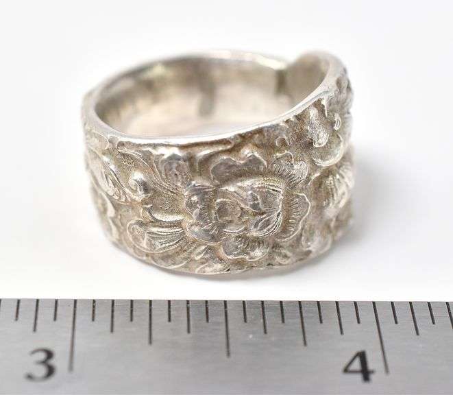 Thick Band Silverware Handle ring in Sterling Silver 19grams Size 8.5