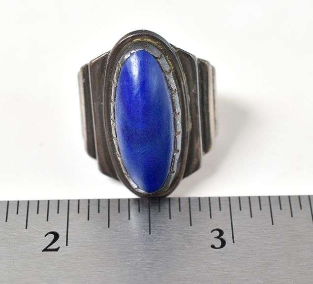 Oval Lapis Lazuli ring in Sterling Silver 14.6grams Size 8 1/4