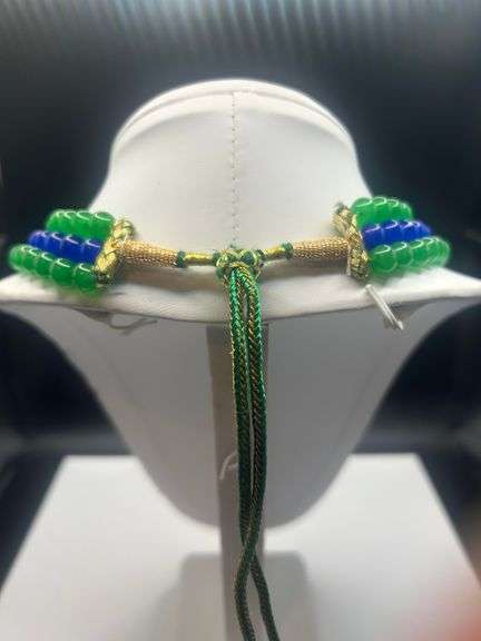 Beautiful Mined From The Earth 670 Ctw Natural Emerald and Blue Sapphire Necklace