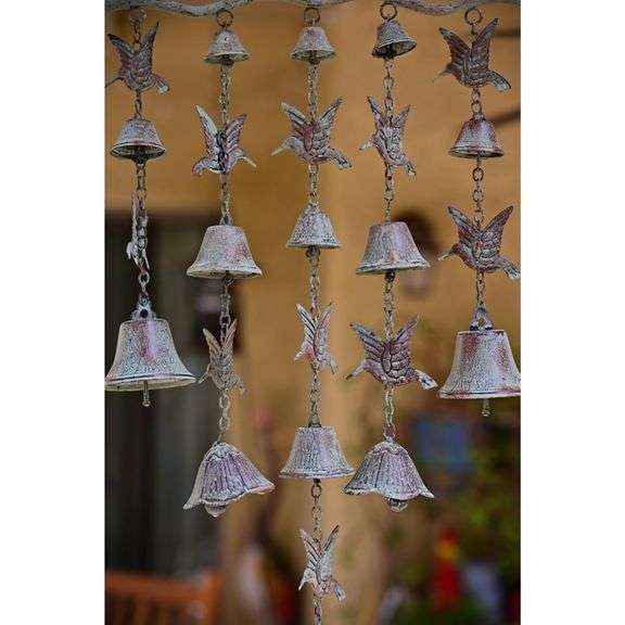 Large Cast Iron Hummingbird Wind Chimes