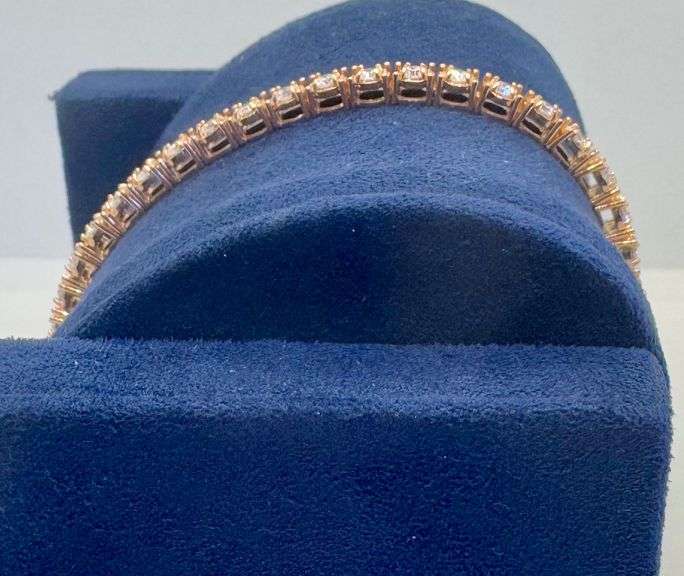 10K Rose Gold Round Brilliant Cut Lab Diamond Bracelet