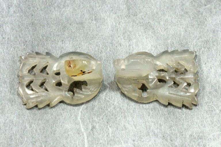 Qing Dynasty White Nephrite Peacock Pair