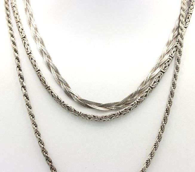 Group lot of 3 Vintage 925 sterling silver necklaces