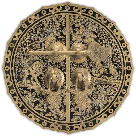 Six Horses Brass Cabinet Face Plate