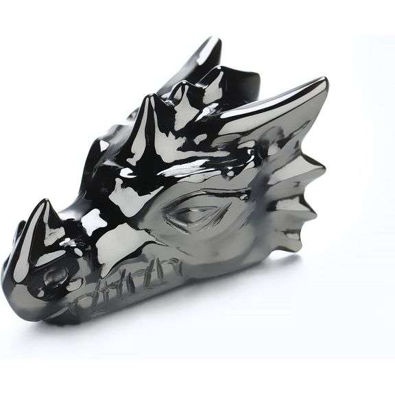 Hand-Carved Black Obsidian Dragon Head