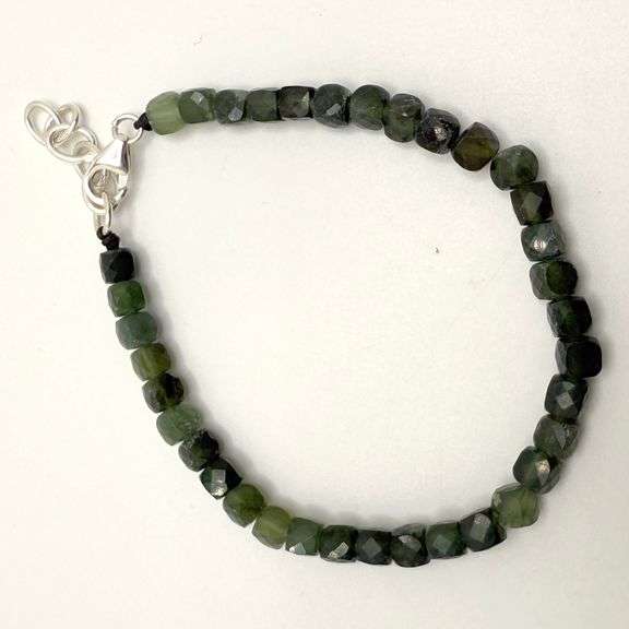 Hand made European gem stone silver braclet. Size 7"