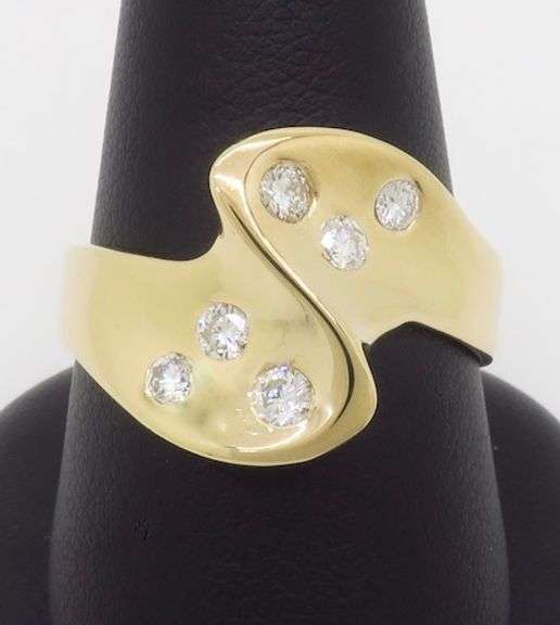 Yellow Gold Sculpted Diamond Cocktail Ring