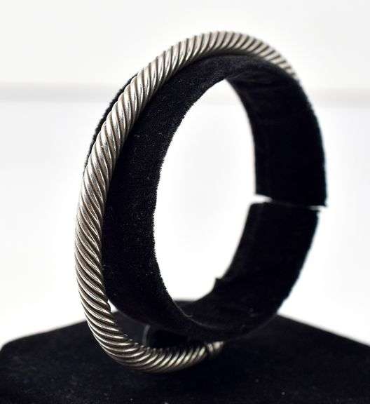 CZ Gemstone Cuff Bracelet in Sterling Silver. 27.0 grams.