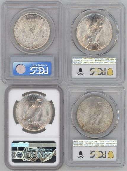 Near Gem BU 1921 Morgan & 1922 to 1924 Peace Silver Dollars. PCGS & NGC MS64