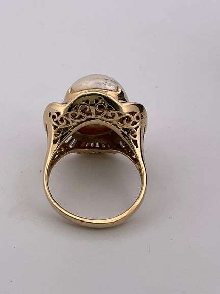 CERTIFIED 14K YELLOW GOLD DIAMOND AND PEARL RING