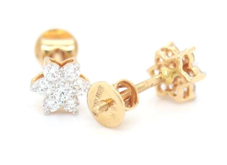 18kt Yellow gold 0.25ctw flower cluster stud earrings